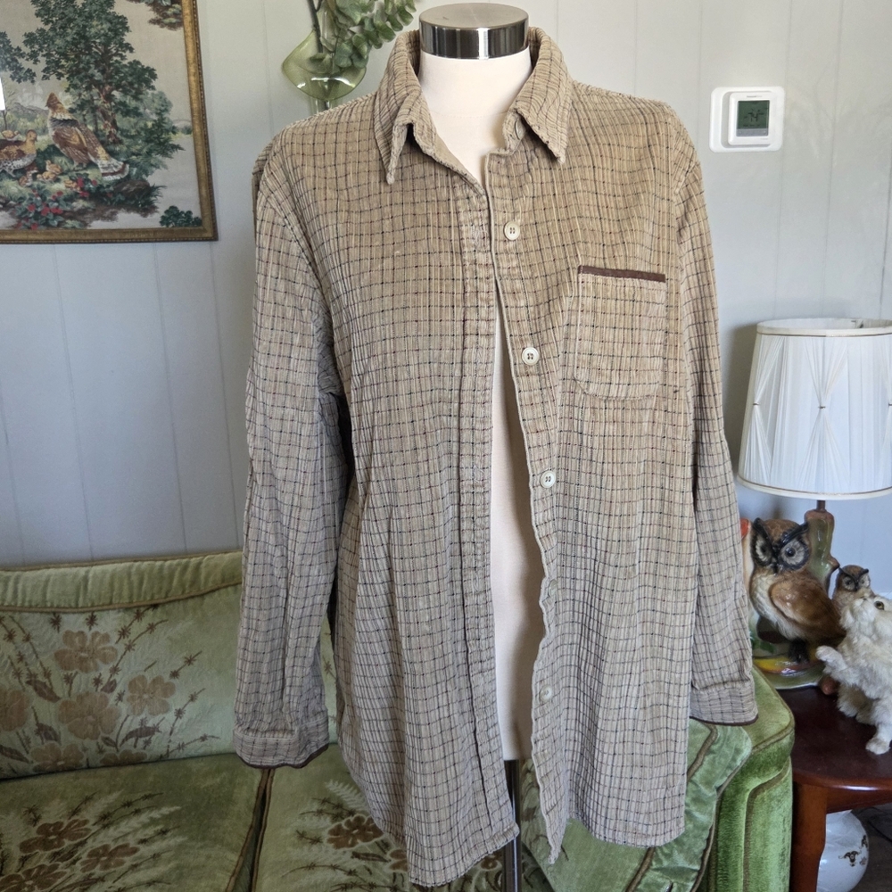Sag Harbor Women's Tan Plaid Shirt Jacket